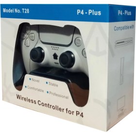 تصویر دسته بازی پلی استیشن 4 طرح دو رنگ مدل wireless controller T28 