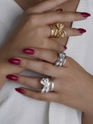 تصویر انگشتر پاپیون پایه بلند نگین دار 