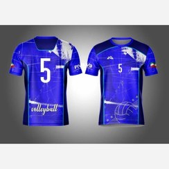 تصویر لباس والیبال پارچه فلامنت درجه یک رنگ ابی سفید لاجوردی تیمی و تکی 