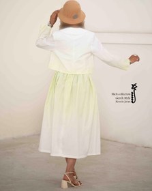 تصویر ست کت و دامن و تاپ گره استایل مدل پسته 