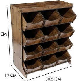 تصویر جعبه ابزار چوبی مخصوص وسایل سبک - باکس چوبی 12 تایی - ارگنایزر مخصوص خیاطی 
