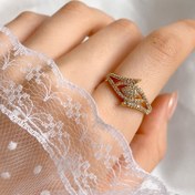 تصویر انگشتر طلا روس زنانه طرح جواهر 