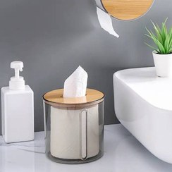 تصویر جا دستمال کاغذی اکرولیک گرد طرح بامبو دو حالته 