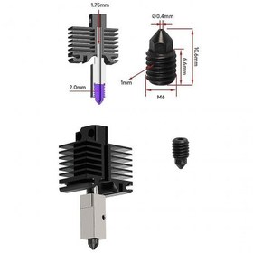 تصویر Hotend با نازل استیل سخت شده و جدا شونده مناسب Bambu Lab X1 and P1 