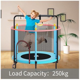 تصویر ترامپولین با شبکه ایمنی 140x140x160 سانتیمتر برند kidle Trampoline With Safety Gear Net 140x140x160cm