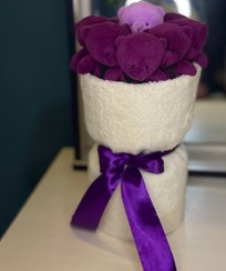 تصویر بوکت خرس ۹ تایی بنفش و‌یاسی | کادو لاکچری و شیک ولنتاینی 