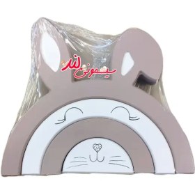 تصویر رنگین کمان چوبی خرس و خرگوش دیزاین اتاق کودک 