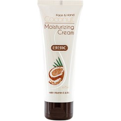 تصویر کرم مرطوب کننده تیوپی با رایحه نارگیل 75میل با آمبولانژ جدید ببک BBK Coconut Face And Hand Moisturizing Cream 75ml With New Packaging