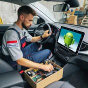 تصویر نصب مانیتور خودرو 